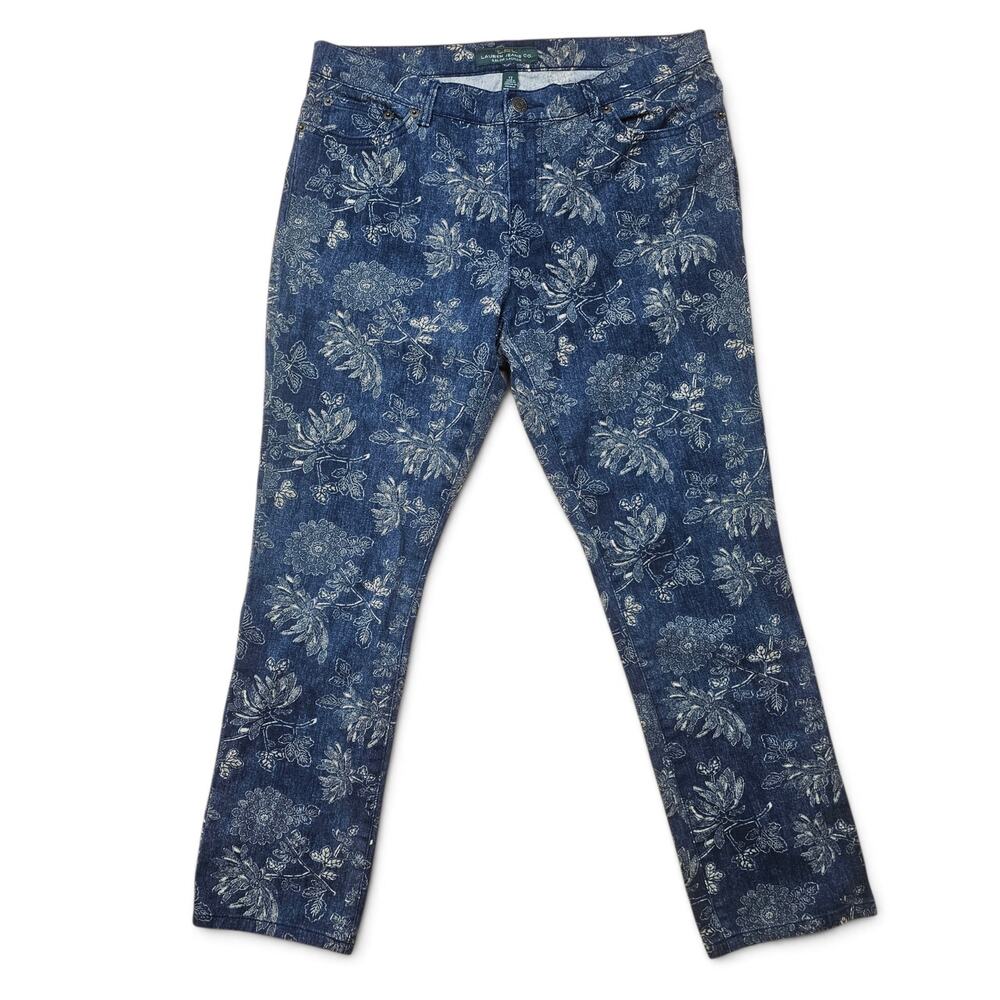 LAUREN JEANS CO Floral Print Jeans Womens 12 Elevated Boho Chic LRL Ralph Lauren